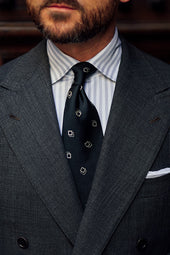 Poplin Semi Spread Shirt Light Grey Butcher Stripe
