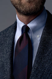 Block Stripe Grenadine Garza Fina Silk Tie Navy