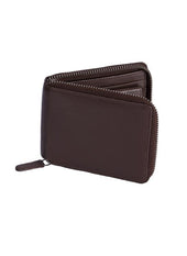 Men S Smooth Nappa Leather Zip Round Wallet With Rfid Blocking And Coin Purse