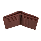 Men S Pebble Grain Leather Bifold Wallet With Rfid Blocking And Zipped Pocket