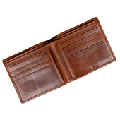 Men S Distressed Leather Bifold Wallet With Rfid Blocking