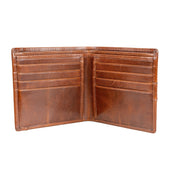 Men S Distressed Leather Bifold Wallet With Rfid Blocking