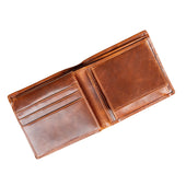 Men S Distressed Leather Bifold Wallet With Rfid Blocking And Box Coin Purse