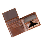 Men S Distressed Leather Bifold Wallet With Rfid Blocking And Box Coin Purse