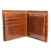 Men S Distressed Leather Bifold Wallet With Rfid Blocking And Box Coin Purse