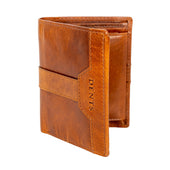 Men S Distressed Leather Passcase Wallet With Rfid Blocking And Window Pocket