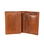 Men S Distressed Leather Passcase Wallet With Rfid Blocking And Window Pocket