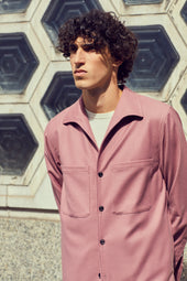 Pink Flannel Capri Collar Over Shirt