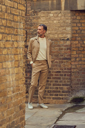 Tan Gabardine Contemporary Trousers
