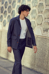 Indigo Wool Gabardine Chore Jacket