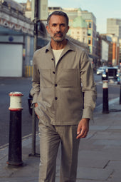 Oatmeal Flannel Capri Collar Overshirt