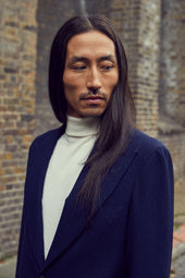 Navy Rib Unstructured Jacket