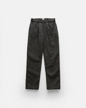 AUSTEN DOUBLE PLEATED PANT - CHARCOAL WOOL TWEED CORDUROY
