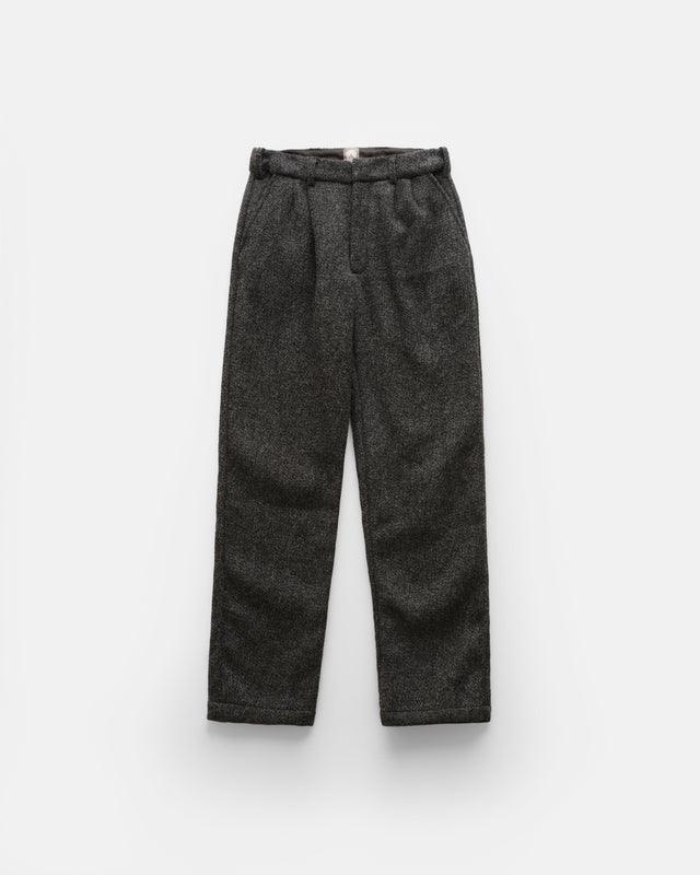 AUSTEN DOUBLE PLEATED PANT - CHARCOAL WOOL TWEED CORDUROY