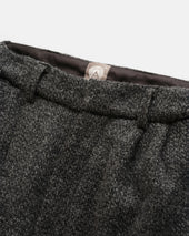 AUSTEN DOUBLE PLEATED PANT - CHARCOAL WOOL TWEED CORDUROY