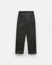 AUSTEN DOUBLE PLEATED PANT - CHARCOAL WOOL TWEED CORDUROY