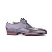 Two Eyelet French Norwegian Derby In Grey Crust Calf Leather