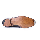 Two Eyelet French Norwegian Derby In Grey Crust Calf Leather