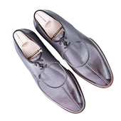 Two Eyelet French Norwegian Derby In Grey Crust Calf Leather