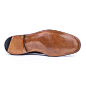 High Cut Derby Boots With Straight Toe Cap In A Mid Calf Grain Combo