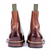 High Cut Derby Boots With Straight Toe Cap In A Mid Calf Grain Combo