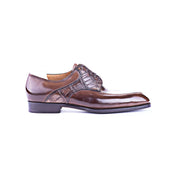 Five Eyelet Derby In Milkchocolate Calf Leather With Croc
