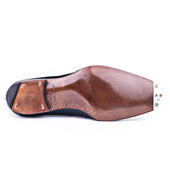 Button Shoe In Dark Blue Suede And Crust Calf Leather