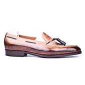 Loafer With Hand Stitched Apron Tassels And Braided Band Patinized