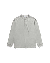 Henley Neck L S T Shirts Melange Grey