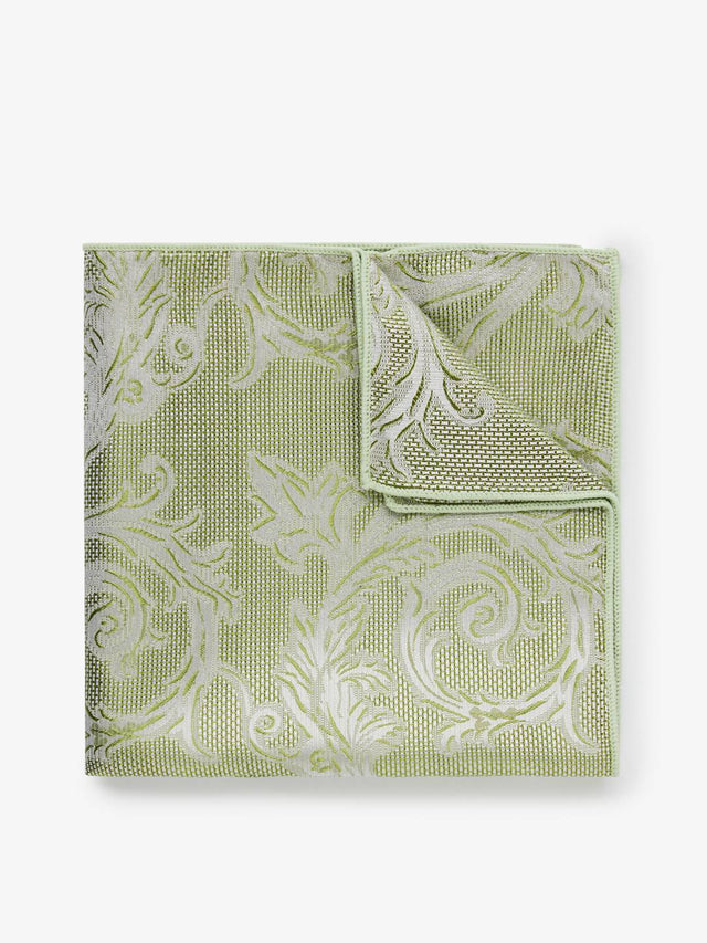 Light Green Pocket Square Paisley