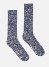 Navy Slub Knit Slub Sock
