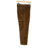 Pleated Easy Pants In Brown Brisbane Moss Cotton Corduroy