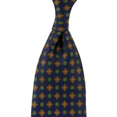 50oz Floral Printed Silk Tie - Navy