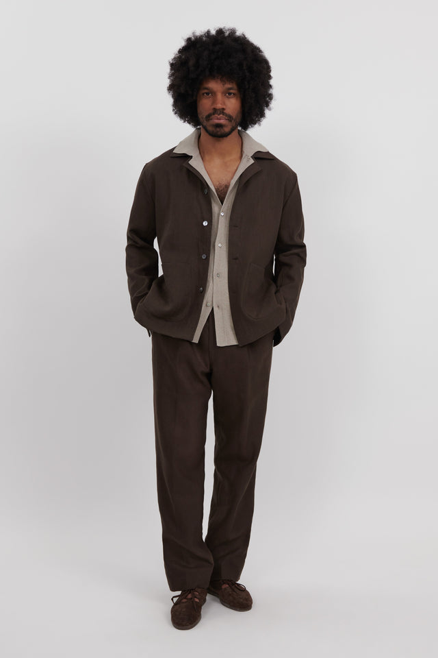 Lounge Jacket (Chocolate Washed Linen)