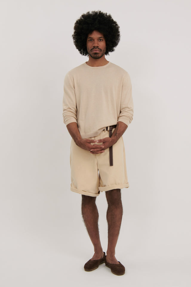 Long Sleeve Knit T-Shirt (Sand Cotton Mouliné)