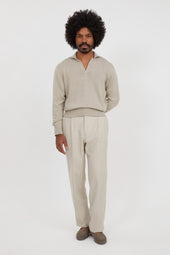 Long Sleeve Polo (Oat Cotton Mouliné)