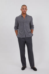 Knit Shirt Grey Wool Silk