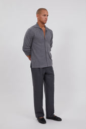 Knit Shirt Grey Wool Silk
