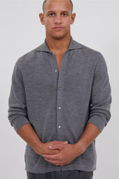 Knit Shirt Grey Wool Silk