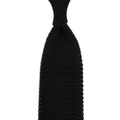 V-Point Knit Tie - Black - Silk
