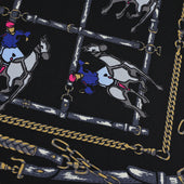 Equestrian Motif Silk Pocket Square 40x40cm