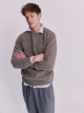 Blue Mogganer North Sea Chunky Seamless Supersoft Shetland Sweater - Oyster Grey