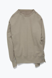 Side Button Crewneck Sweatshirt Cotton Terry