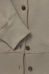 Side Button Crewneck Sweatshirt Cotton Terry