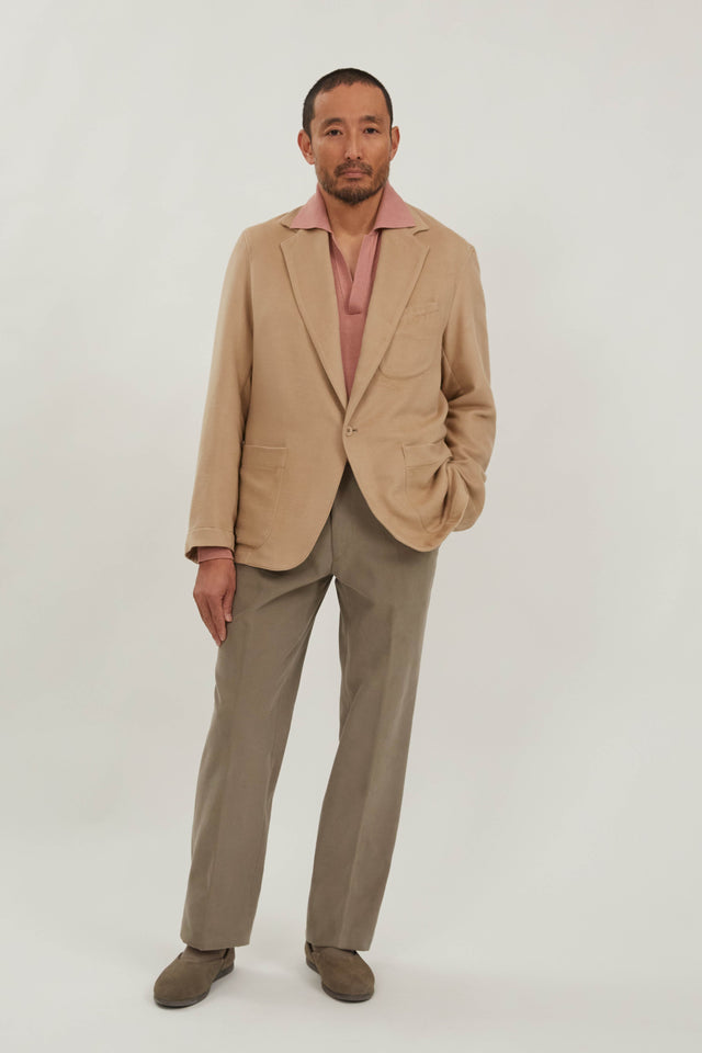 Single Breasted Shirt Jacket (Sand Brushed Winter Silk)
