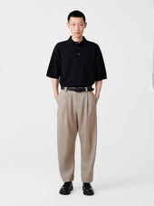 Tuck Tropical Wool Pant In Straw Melange
