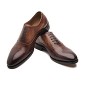 Romero Cap Toe Oxford Cocoa Beige Hand Welted Patina Collection