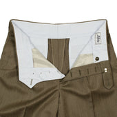Manhattan High Rise Wide Tapered Pleated Trousers In Melange Cavalry Twill Wool