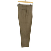 Manhattan High Rise Wide Tapered Pleated Trousers In Melange Cavalry Twill Wool