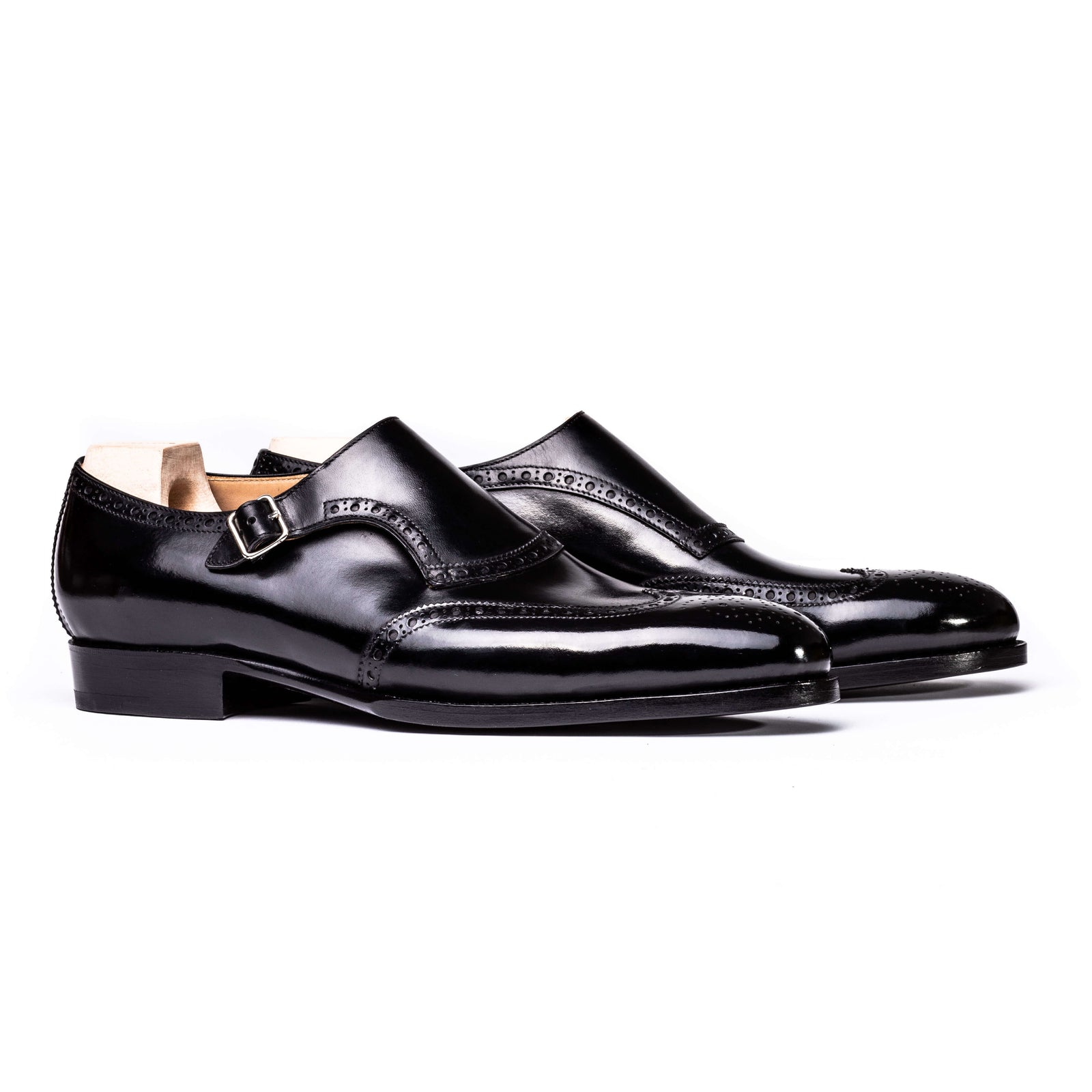 Long Wing Tip Single Buckle Monk With Topline Brogueing